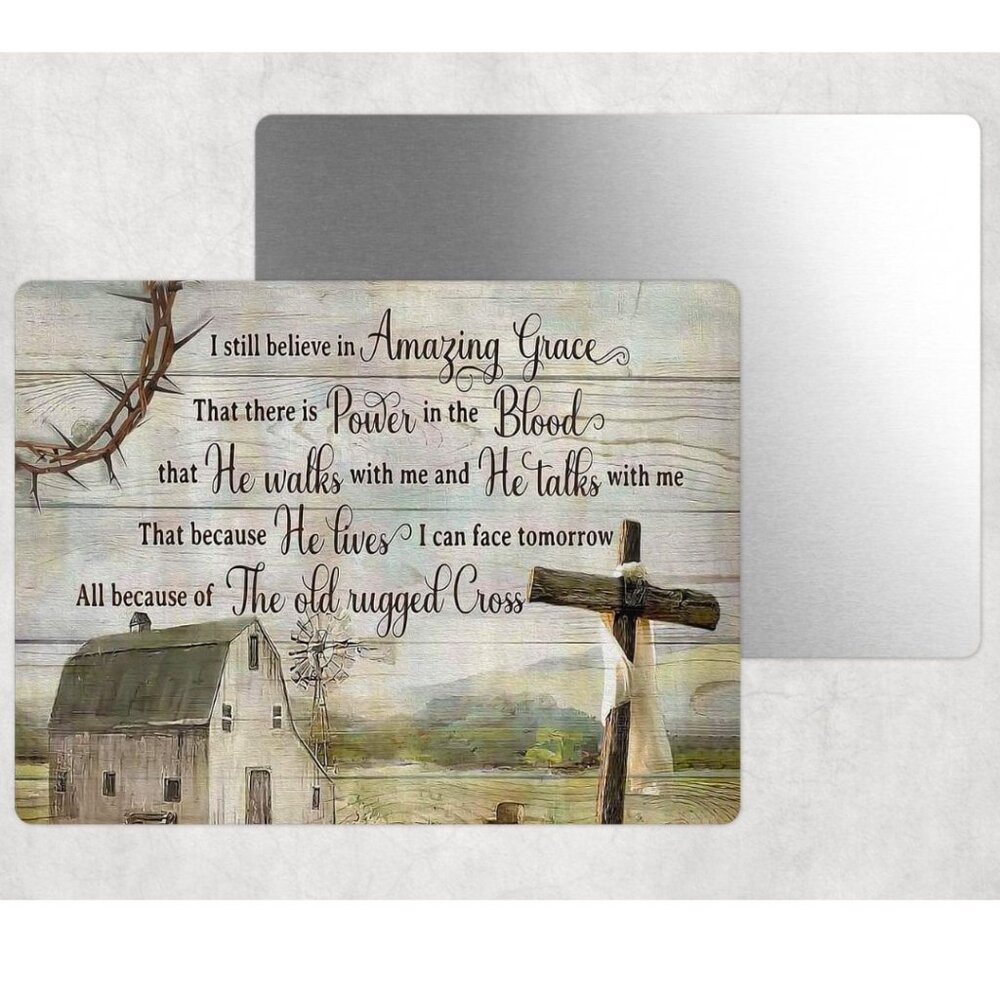 Amazing Grace Cross Religious Tin Sign Door Home Metal Wall Decor